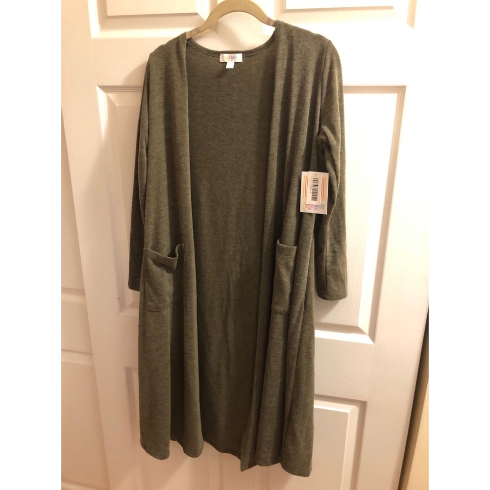Lularoe Sarah Cardigan duster olive green